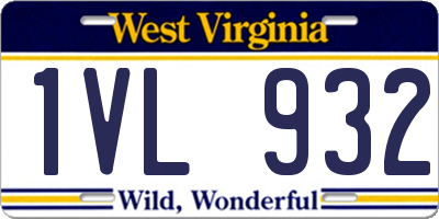 WV license plate 1VL932