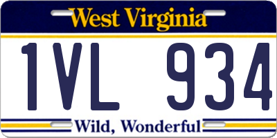 WV license plate 1VL934