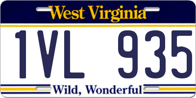 WV license plate 1VL935