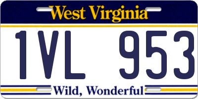 WV license plate 1VL953