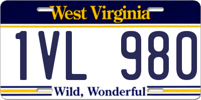 WV license plate 1VL980