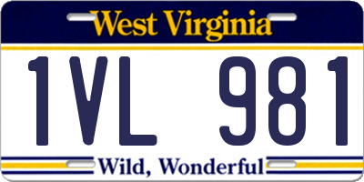 WV license plate 1VL981