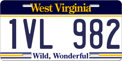 WV license plate 1VL982