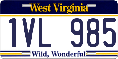 WV license plate 1VL985