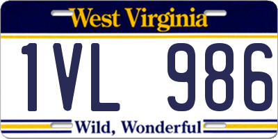 WV license plate 1VL986