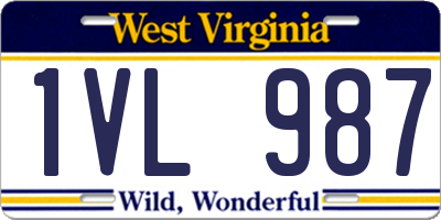 WV license plate 1VL987