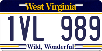 WV license plate 1VL989