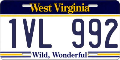 WV license plate 1VL992