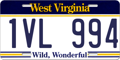 WV license plate 1VL994