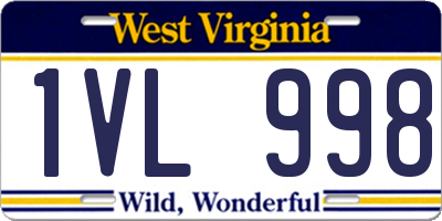 WV license plate 1VL998