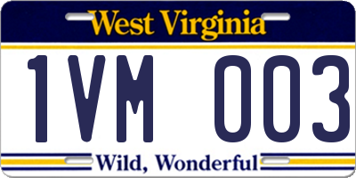 WV license plate 1VM003