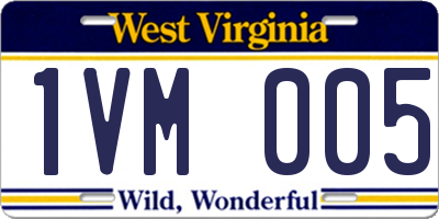 WV license plate 1VM005