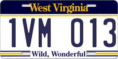 WV license plate 1VM013