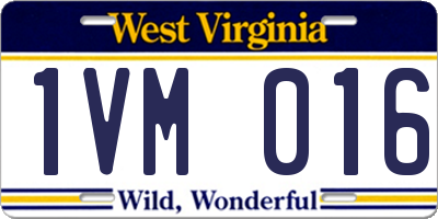 WV license plate 1VM016
