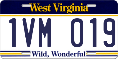 WV license plate 1VM019