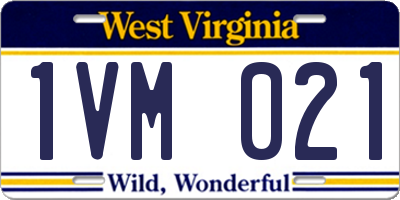 WV license plate 1VM021