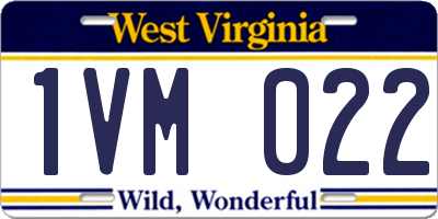 WV license plate 1VM022