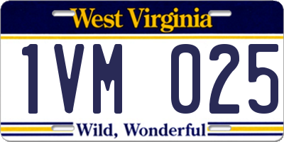WV license plate 1VM025