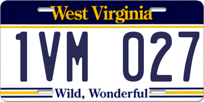 WV license plate 1VM027
