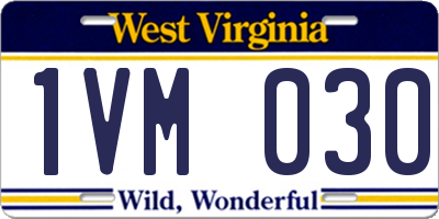 WV license plate 1VM030
