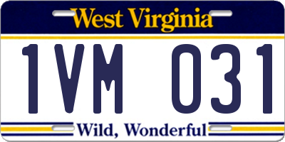 WV license plate 1VM031