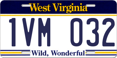 WV license plate 1VM032