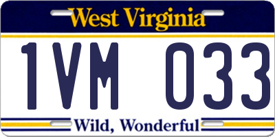 WV license plate 1VM033