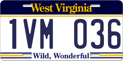 WV license plate 1VM036