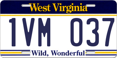 WV license plate 1VM037