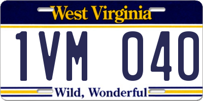 WV license plate 1VM040