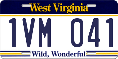 WV license plate 1VM041