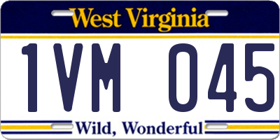 WV license plate 1VM045