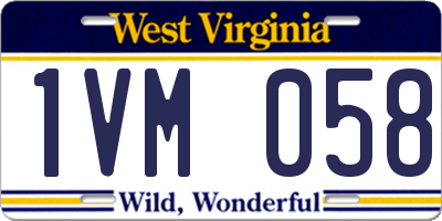 WV license plate 1VM058