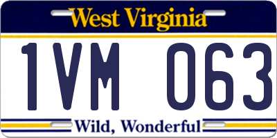 WV license plate 1VM063