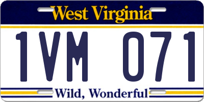 WV license plate 1VM071