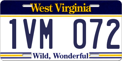 WV license plate 1VM072