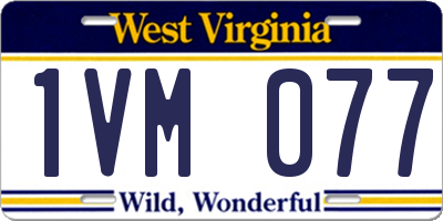 WV license plate 1VM077