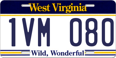 WV license plate 1VM080