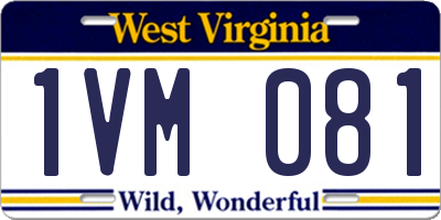 WV license plate 1VM081