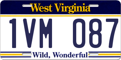 WV license plate 1VM087