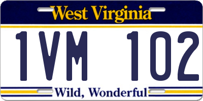 WV license plate 1VM102