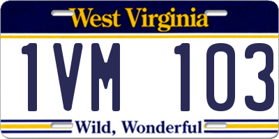 WV license plate 1VM103