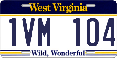 WV license plate 1VM104