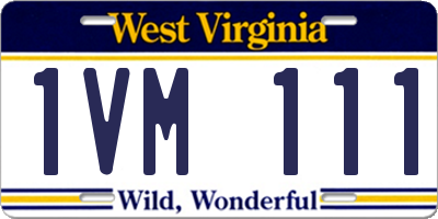 WV license plate 1VM111