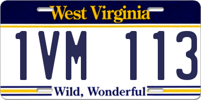 WV license plate 1VM113