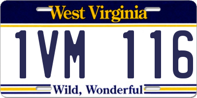WV license plate 1VM116