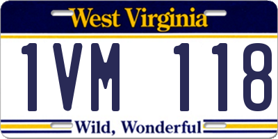 WV license plate 1VM118