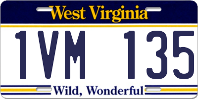 WV license plate 1VM135