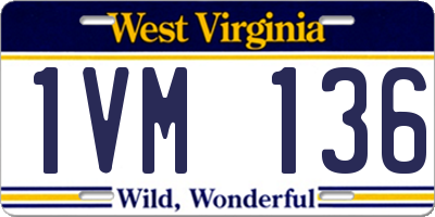 WV license plate 1VM136