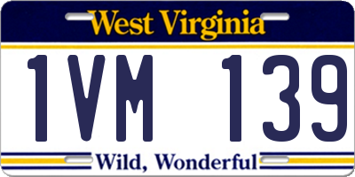 WV license plate 1VM139